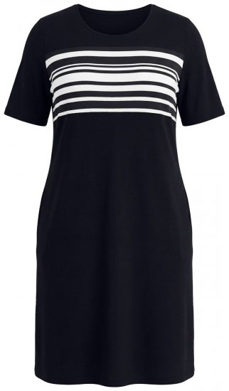 Ulla Popken 852079 Gestreiftes T-Shirt-Kleid Schwarz - Kleider - Kleider für alle Größen