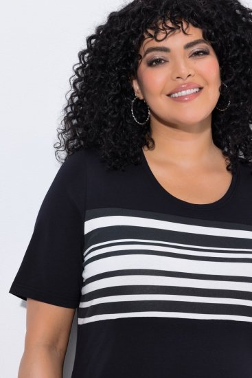 Ulla Popken 852079 Gestreiftes T-Shirt-Kleid Schwarz - Kleider - Kleider für alle Größen