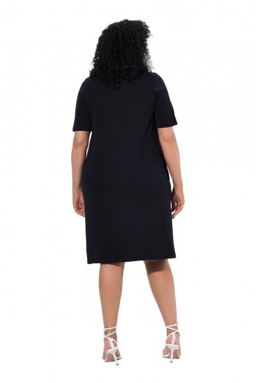 Ulla Popken 852079 Gestreiftes T-Shirt-Kleid Schwarz - Kleider - Kleider für alle Größen