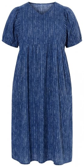 Ulla Popken 852214 Gestreiftes Midikleid Dunkelblau - Midikleider - Midikleider für Damen in großen Größen