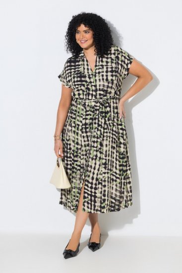 Ulla Popken 852257 Gemustertes Maxikleid Taupe - Maxikleider - Maxikleider in großen Größen