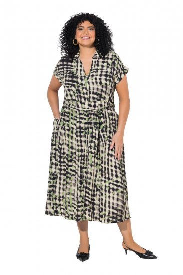 Ulla Popken 852257 Gemustertes Maxikleid Taupe - Maxikleider - Maxikleider in großen Größen