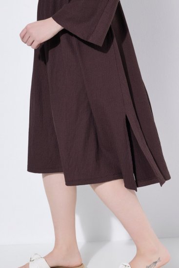 Ulla Popken 852307 Langärmliges Wickelkleid Mahagonibraun - Midikleider - Midikleider für Damen in großen Größen
