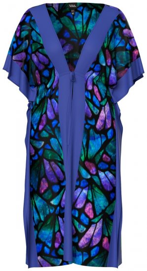 Ulla Popken 852333 Gemustertes Kleid mit Tunnelzug Flieder - Kaftane - 