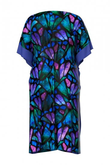 Ulla Popken 852333 Gemustertes Kleid mit Tunnelzug Flieder - Kaftane - 