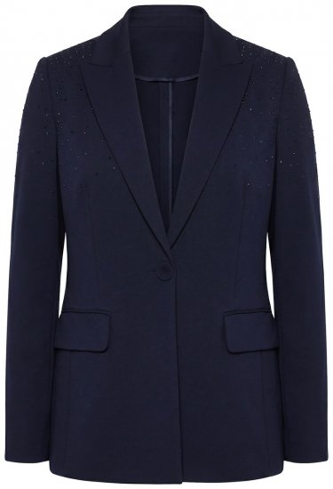 Ulla Popken 852498 Blazer mit Strasssteinen Dunkelblau - Blazer - Blazer in großen Größen für Damen