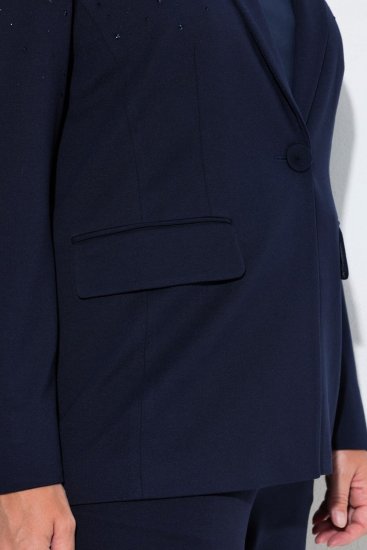 Ulla Popken 852498 Blazer mit Strasssteinen Dunkelblau - Blazer - Blazer in großen Größen für Damen
