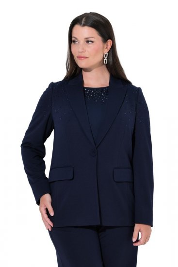 Ulla Popken 852498 Blazer mit Strasssteinen Dunkelblau - Blazer - Blazer in großen Größen für Damen