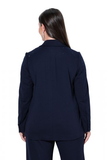 Ulla Popken 852498 Blazer mit Strasssteinen Dunkelblau - Blazer - Blazer in großen Größen für Damen