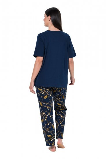 Ulla Popken 852577 Pyjama mit Muster Dunkelblau - Pyjama/Loungewear - 