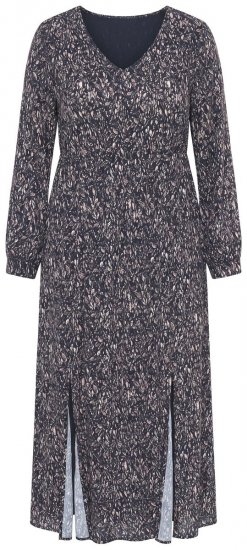 Ulla Popken 852606 Gemustertes Maxikleid Schwarz - Maxikleider - Maxikleider in großen Größen