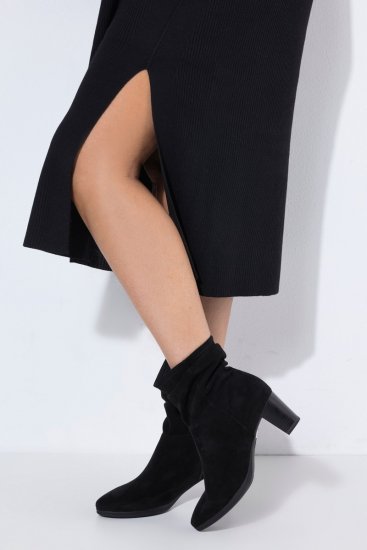 Ulla Popken 852630 Langärmliges Strickkleid Schwarz - Midikleider - Midikleider für Damen in großen Größen
