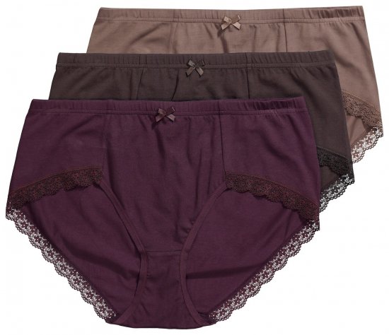 Ulla Popken 852698 Slips 3er-Pack Braun - Slips - 