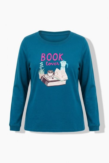 Ulla Popken 852710 Homewear-Pullover mit langen Ärmeln Petrol - Pyjama/Loungewear - 