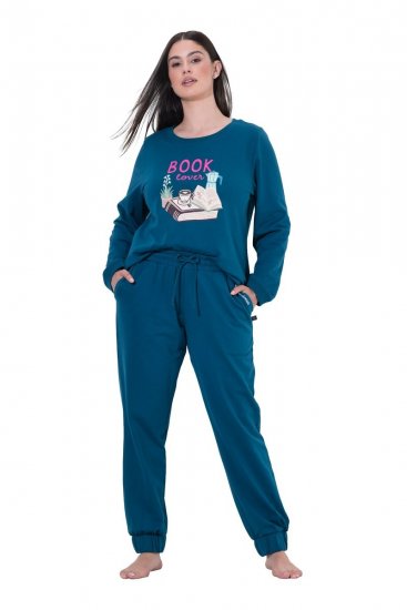 Ulla Popken 852725 Homewear-Hose Petrol - Pyjama/Loungewear - 