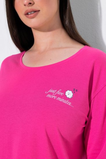 Ulla Popken 852747 Pyjama-Oberteil mit langen Ärmeln Rosa - Pyjama/Loungewear - 