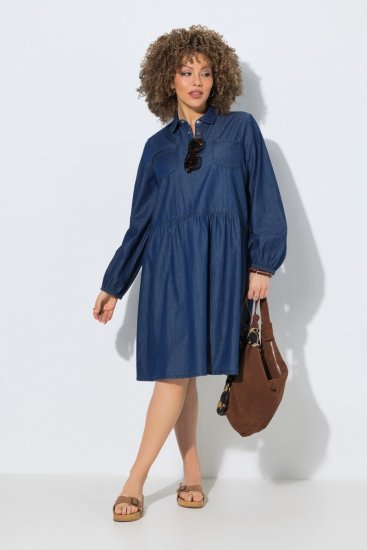 Ulla Popken 852768 Jeanskleid in A-Linie mit Taschen Denimblau - Kleider - Kleider für alle Größen