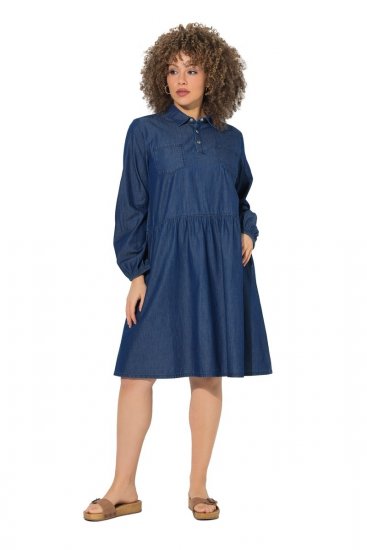 Ulla Popken 852768 Jeanskleid in A-Linie mit Taschen Denimblau - Kleider - Kleider für alle Größen