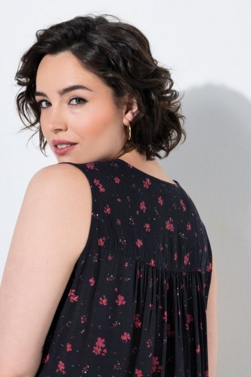 Ulla Popken 852824 Geblümtes Kleid Schwarz - Sommerkleider - Sommerkleider in großen Größen
