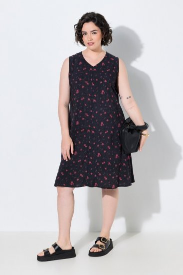 Ulla Popken 852824 Geblümtes Kleid Schwarz - Sommerkleider - Sommerkleider in großen Größen