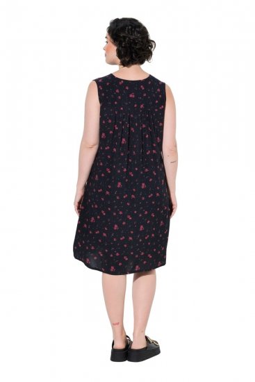 Ulla Popken 852824 Geblümtes Kleid Schwarz - Sommerkleider - Sommerkleider in großen Größen