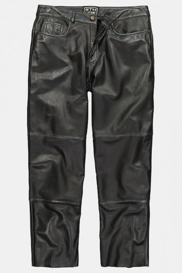 JP1880 853066 Lederhose mit großen Gesäßtaschen Schwarz - Lederhosen für Herren in großen Größen - Herren Lederhosen in großen Größen
