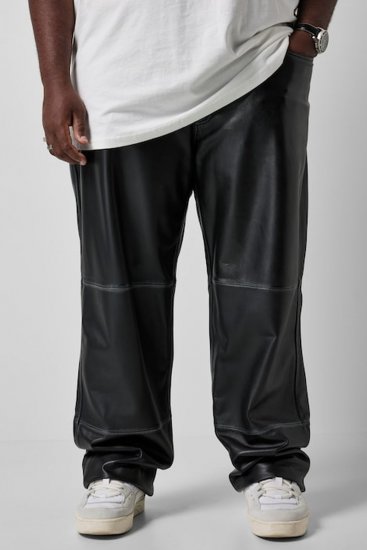 JP1880 853066 Lederhose mit großen Gesäßtaschen Schwarz - Lederhosen für Herren in großen Größen - Herren Lederhosen in großen Größen