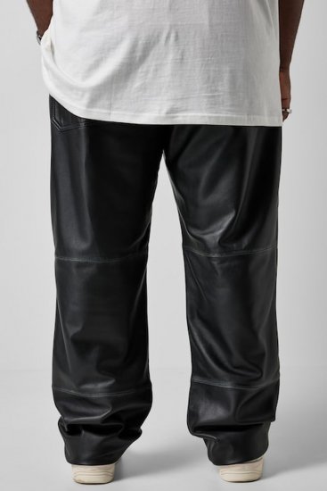 JP1880 853066 Lederhose mit großen Gesäßtaschen Schwarz - Lederhosen für Herren in großen Größen - Herren Lederhosen in großen Größen