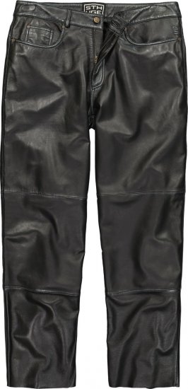 JP1880 853066 Lederhose mit großen Gesäßtaschen Schwarz - Lederhosen für Herren in großen Größen - Herren Lederhosen in großen Größen