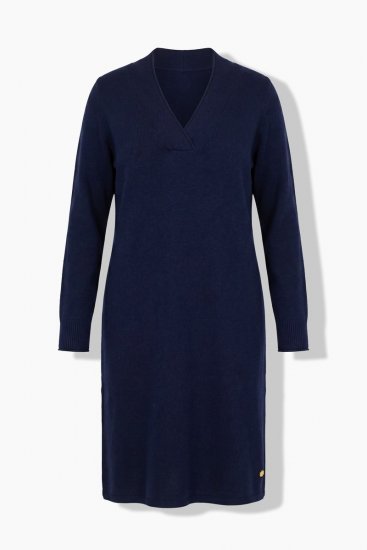 Ulla Popken 853077 Langärmliges Strickkleid Dunkelblau - Strickkleider - 