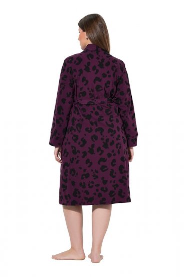 Ulla Popken 853168 Frottee-Bademantel mit Animal-Print Pflaume - Morgenmäntel & Bademäntel - 