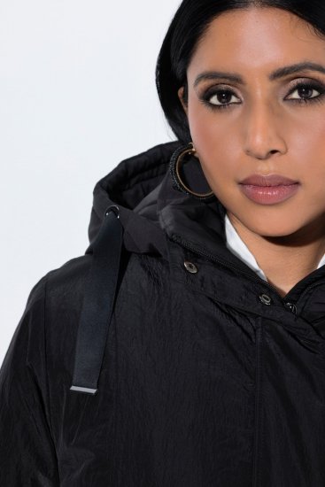 Ulla Popken 853351 Wasserdichte wattierte Sympatex Jacke mit Kapuze Schwarz - Jacken - Damenjacken in großen Größen