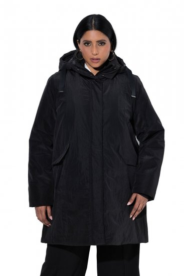 Ulla Popken 853351 Wasserdichte wattierte Sympatex Jacke mit Kapuze Schwarz - Jacken - Damenjacken in großen Größen