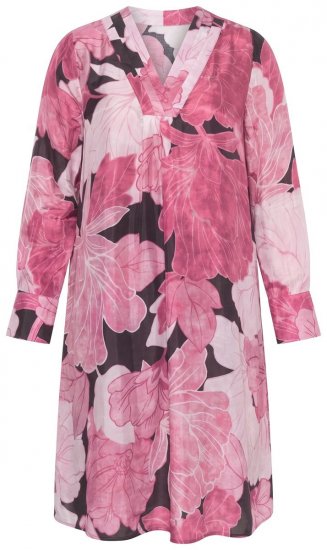 Ulla Popken 853426 Geblümtes Kleid Pflaume - Midikleider - Midikleider für Damen in großen Größen