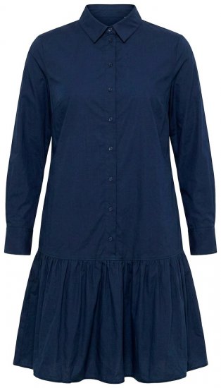 Ulla Popken 853457 Langärmliges Kleid Dunkelblau - Midikleider - Midikleider für Damen in großen Größen