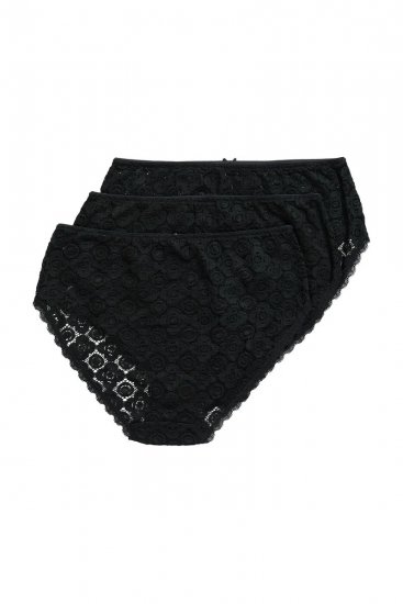 Ulla Popken 853495 Geblümte Slips 3er-Pack Schwarz - Slips - 
