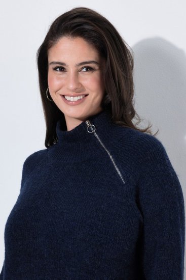 Ulla Popken 853504 Strickkleid mit Rollkragen Dunkelblau - Kleider - Kleider für alle Größen