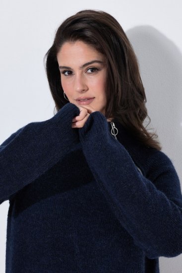 Ulla Popken 853504 Strickkleid mit Rollkragen Dunkelblau - Kleider - Kleider für alle Größen