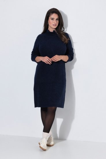 Ulla Popken 853504 Strickkleid mit Rollkragen Dunkelblau - Kleider - Kleider für alle Größen