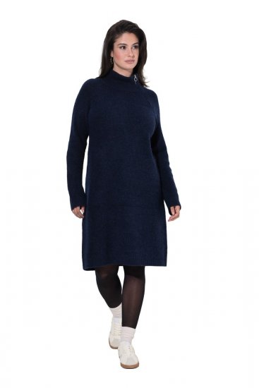 Ulla Popken 853504 Strickkleid mit Rollkragen Dunkelblau - Kleider - Kleider für alle Größen