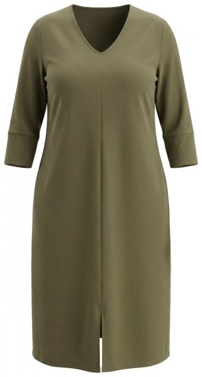 Ulla Popken 853510 Midikleid mit Taschen Khaki - Midikleider - Midikleider für Damen in großen Größen