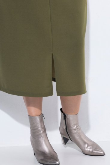 Ulla Popken 853510 Midikleid mit Taschen Khaki - Midikleider - Midikleider für Damen in großen Größen