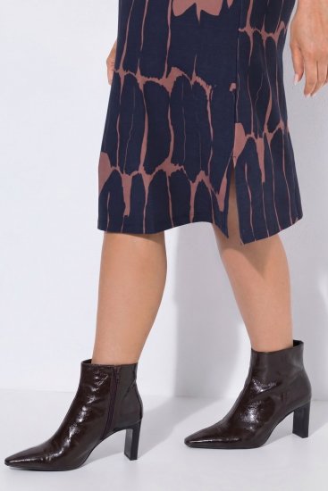 Ulla Popken 853590 Gemustertes Jerseykleid mit 3/4-Ärmeln Dunkelblau - Kleider - Kleider für alle Größen