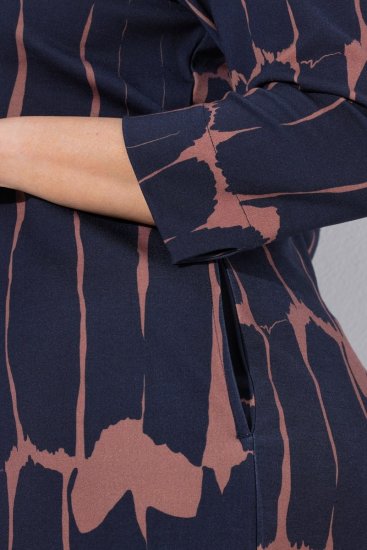 Ulla Popken 853590 Gemustertes Jerseykleid mit 3/4-Ärmeln Dunkelblau - Kleider - Kleider für alle Größen