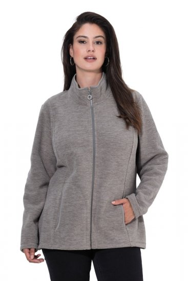 Ulla Popken 853668 Fleecejacke mit Stehkragen Grau - Fleecekleidung - 