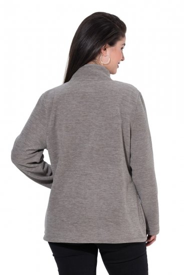 Ulla Popken 853668 Fleecejacke mit Stehkragen Grau - Fleecekleidung - 