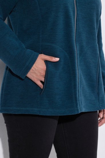 Ulla Popken 853668 Fleecejacke mit Stehkragen Petrol - Fleecekleidung - 