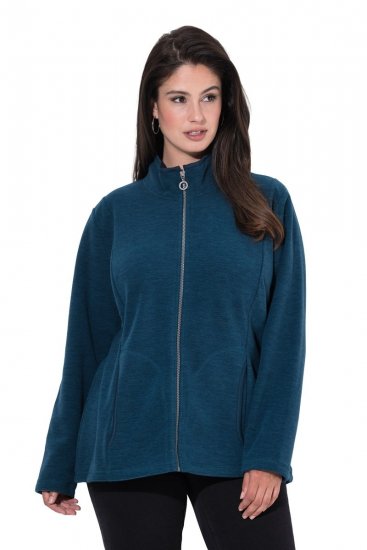 Ulla Popken 853668 Fleecejacke mit Stehkragen Petrol - Fleecekleidung - 