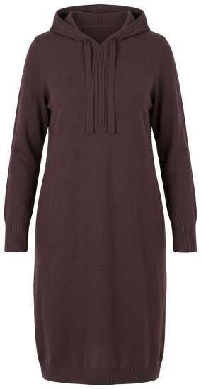 Ulla Popken 853669 Langärmliges Strickkleid mit Kapuze Mahagonibraun - Strickkleider - 