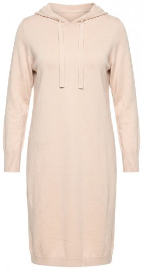 Ulla Popken 853669 Langärmliges Strickkleid mit Kapuze Beige - Midikleider - Midikleider für Damen in großen Größen
